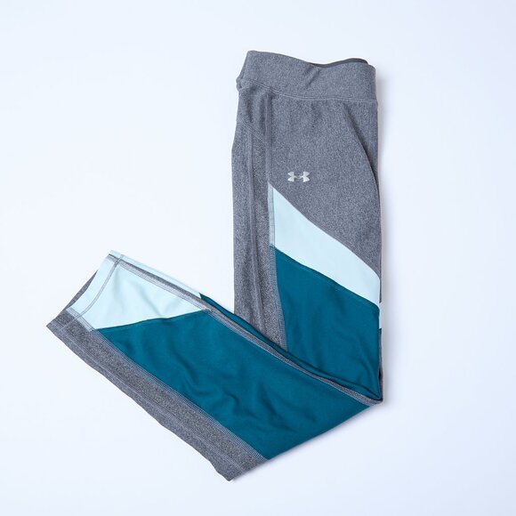 Under Armour Pants - Under Armour Heatgear Compression Leggings Gray Turquoise Sea Green Medium